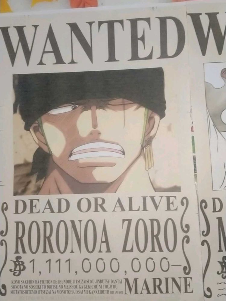 Luffy And Zoro Wanted A4 Poster