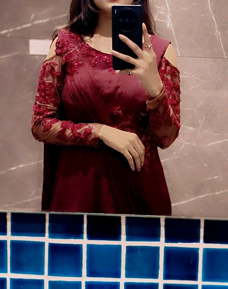 Burgundy Floral Dress