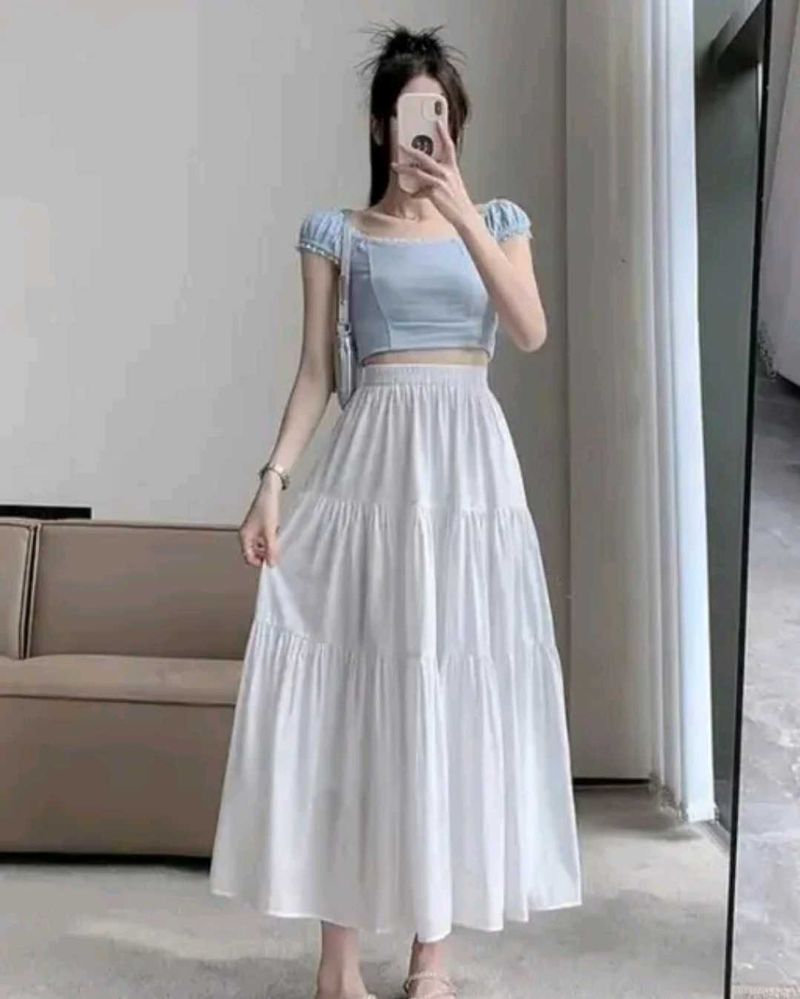 Flared White Skirt