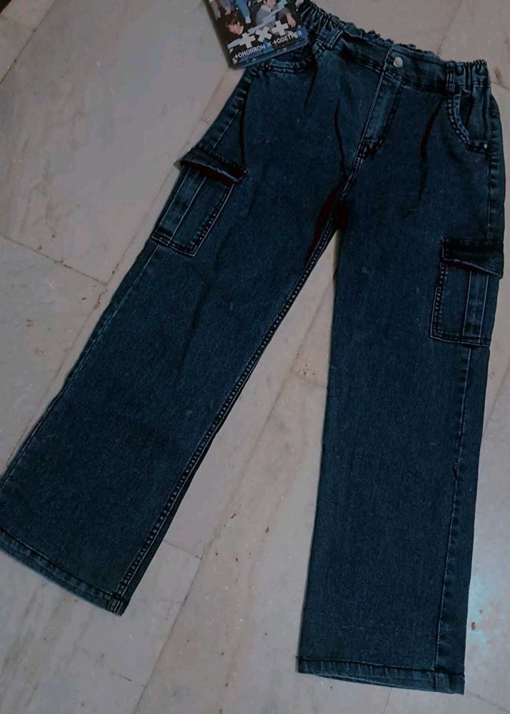 Blue Denim Cargo Jeans