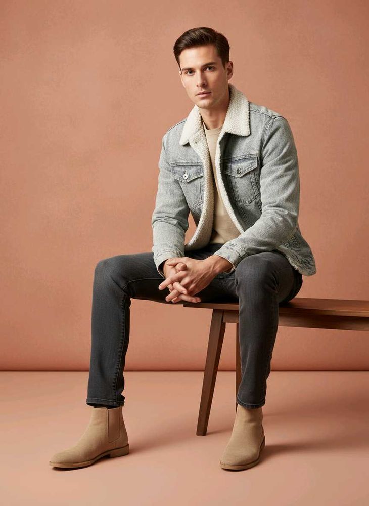 Fuzzy Collar Denim Jacket