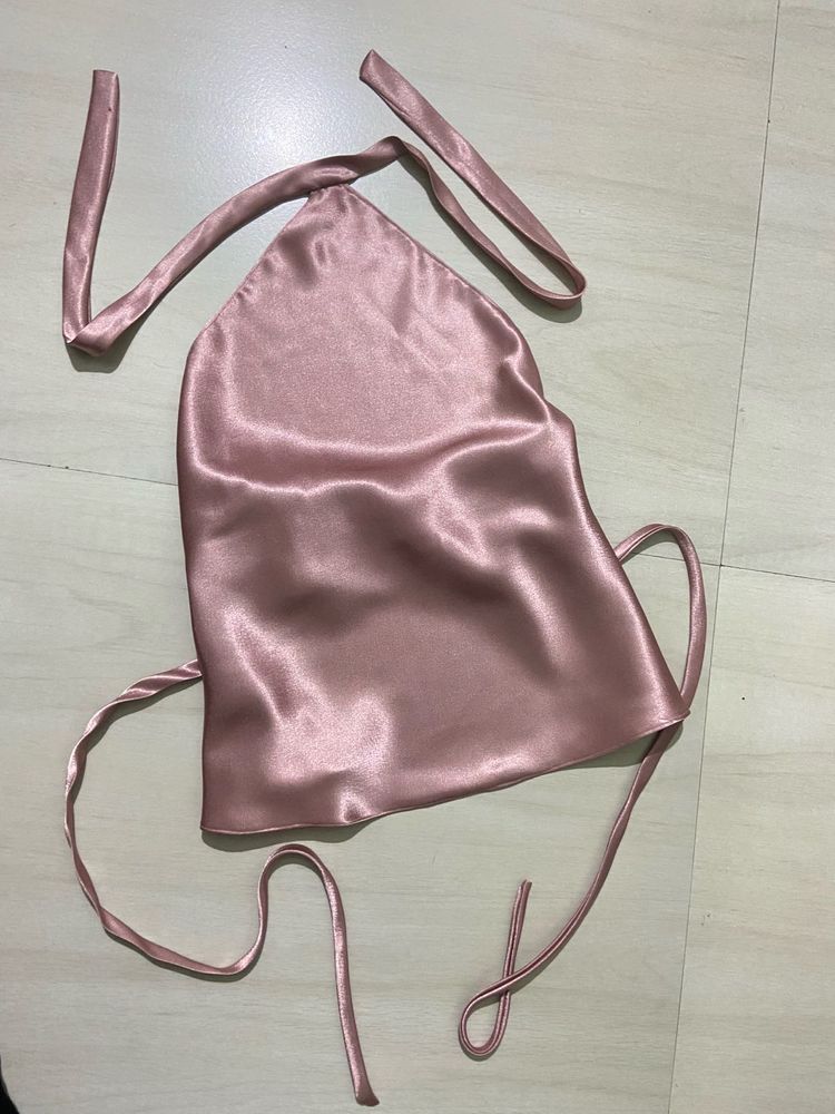Pink Satin Halter Top