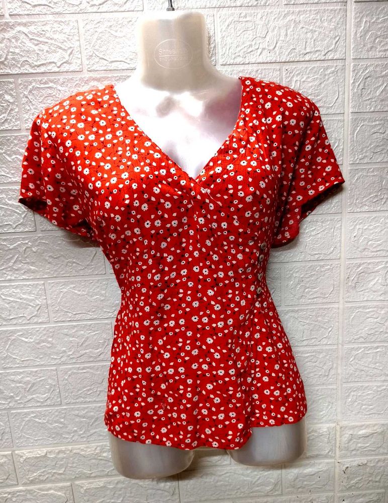 Tops &amp; Dresses For Rs 99 Only/ Red Floral Top