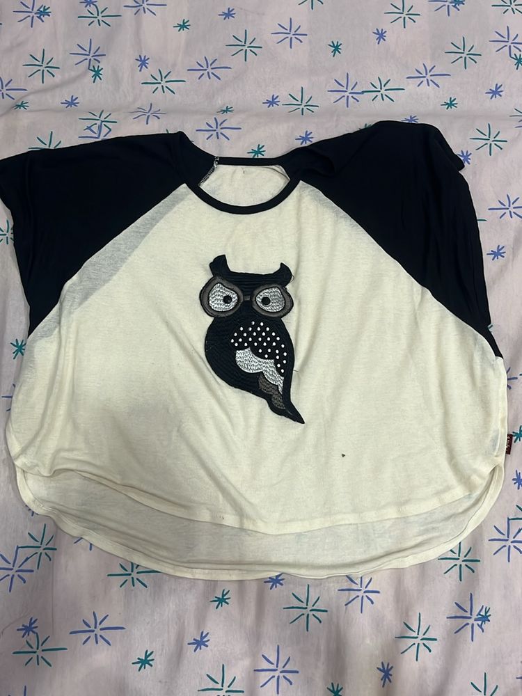 Freesize Party Wear Boho Top With Owl Motif
