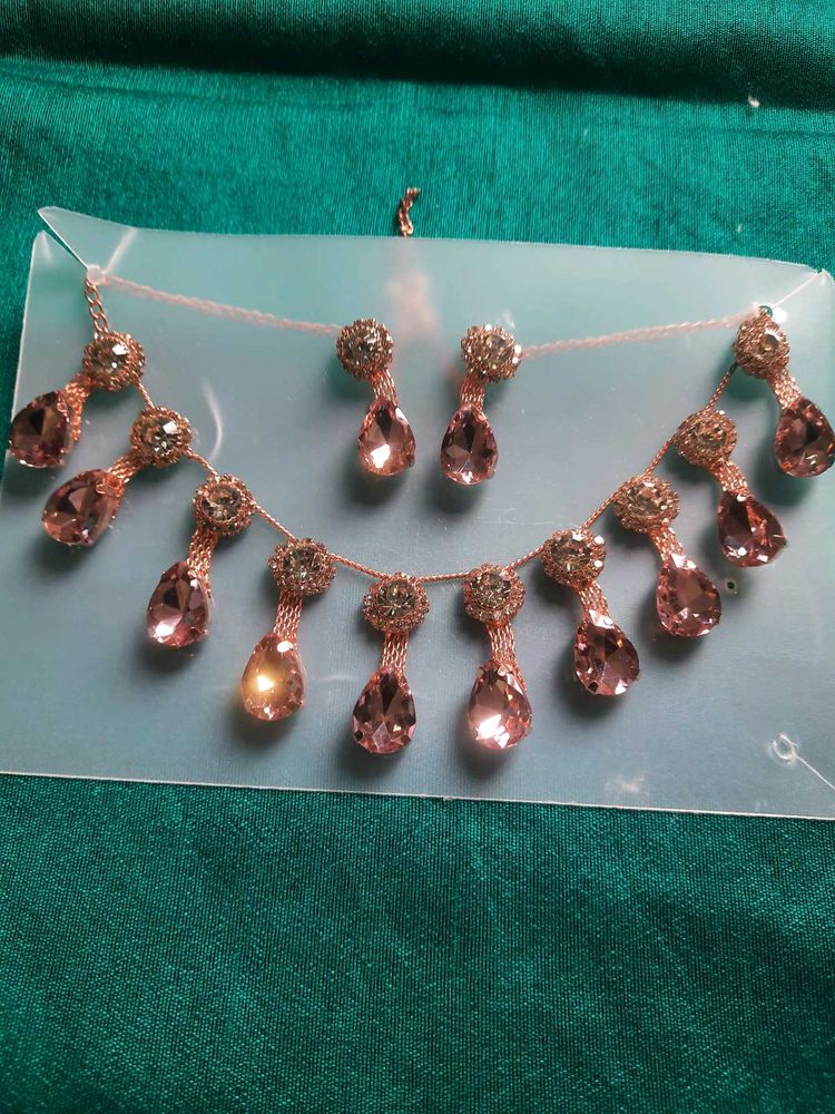 Pink Teardrop Jewelry Set