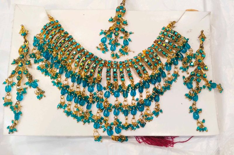 Teal &amp; Gold Bridal Jewelry Set