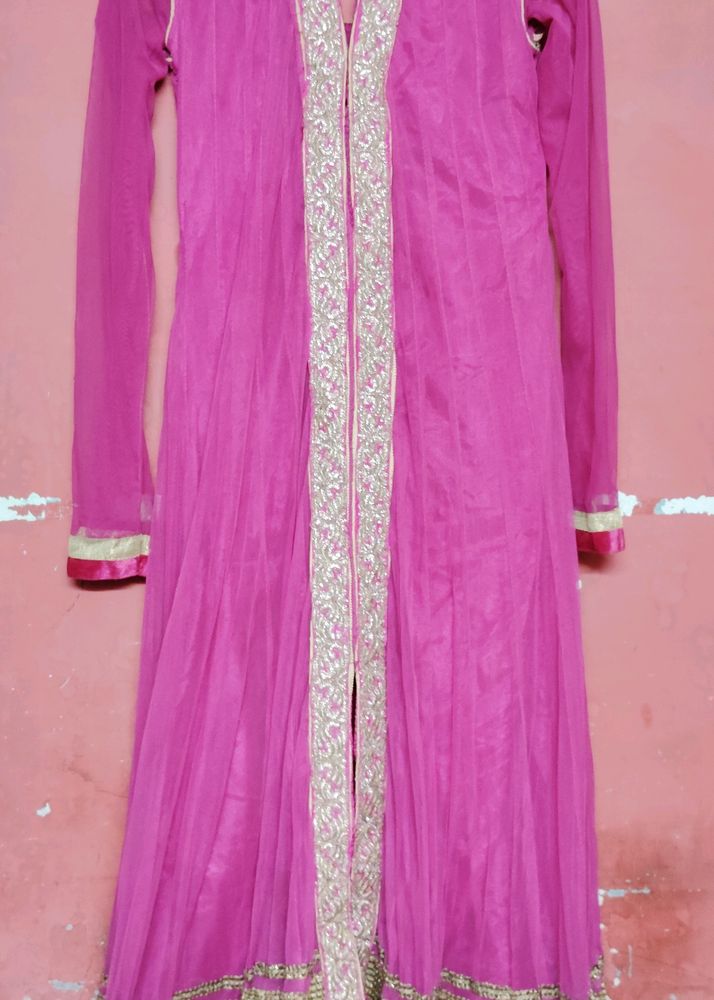 Pink Anarkali Suit Chudidar And Dupatta