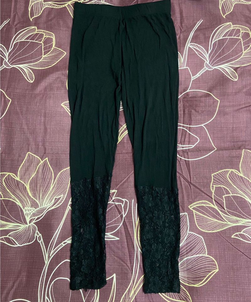 Black Lace Detail Leggings