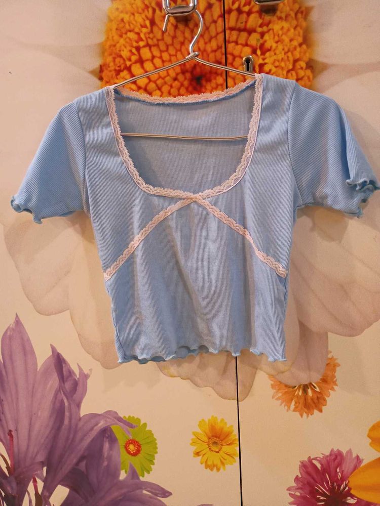 Cute Baby Blue Crop Top