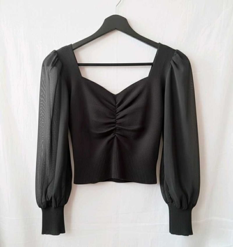 Chic Black Long Sleeve Top