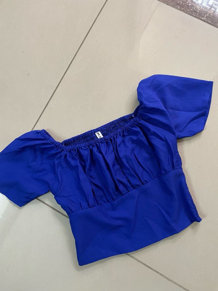 Blue Puff Sleeve Top