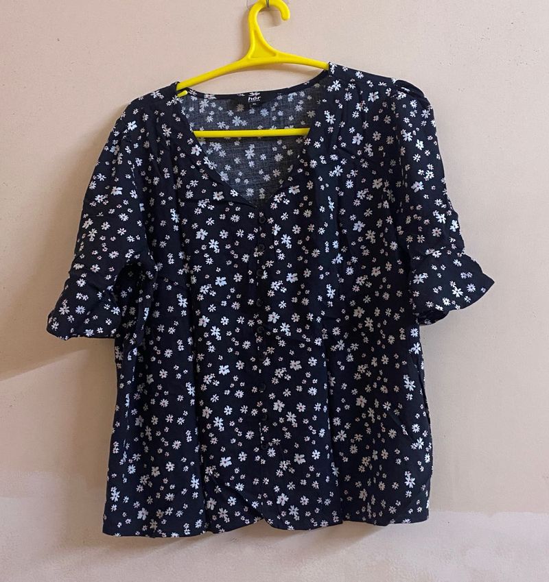 Floral Black Print Top (Women)