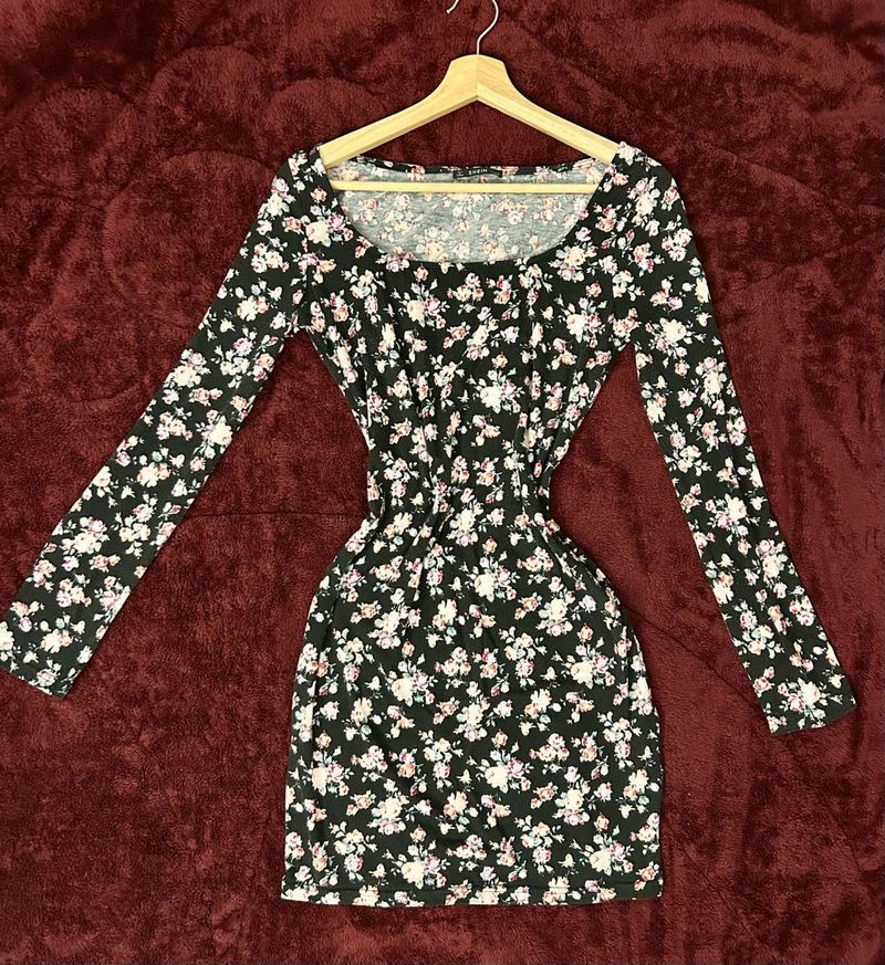 Floral Long Sleeve Mini Dress