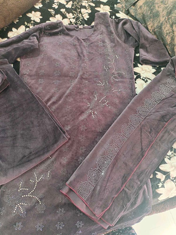 Velvet Kurta Set