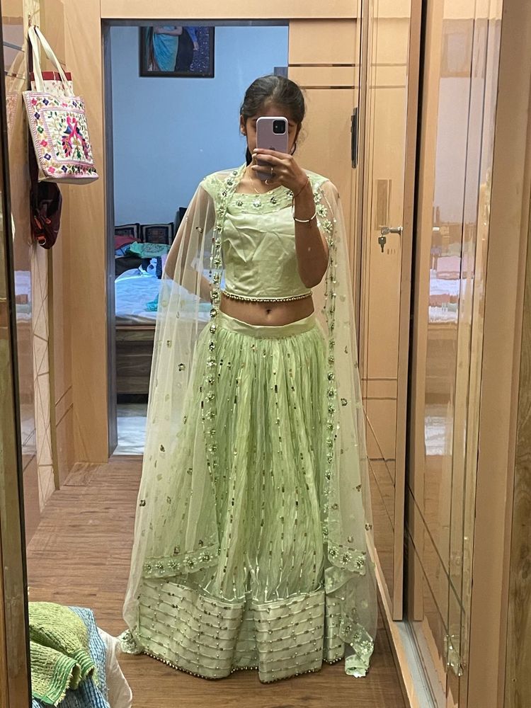 Mint Green Festive Lehanga Choli