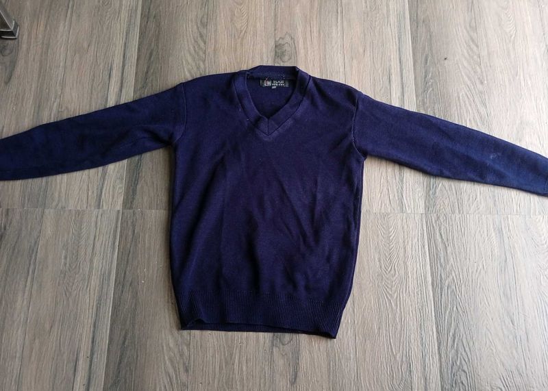 Boys Navy Blue V-Neck Sweater
