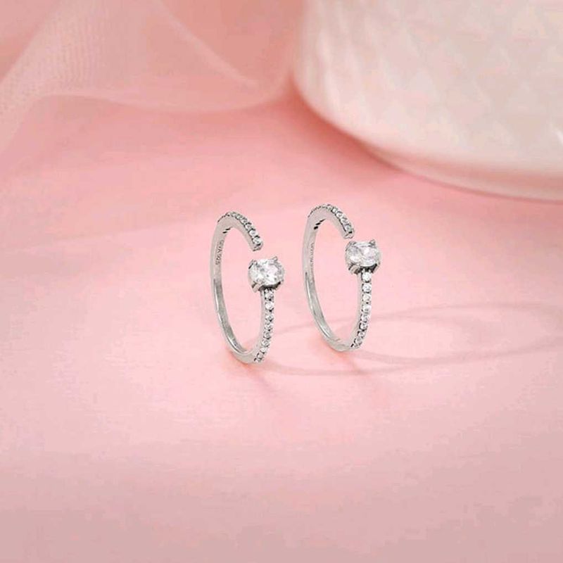 Real 925 Silver Oxidised Diamond Toe Rings