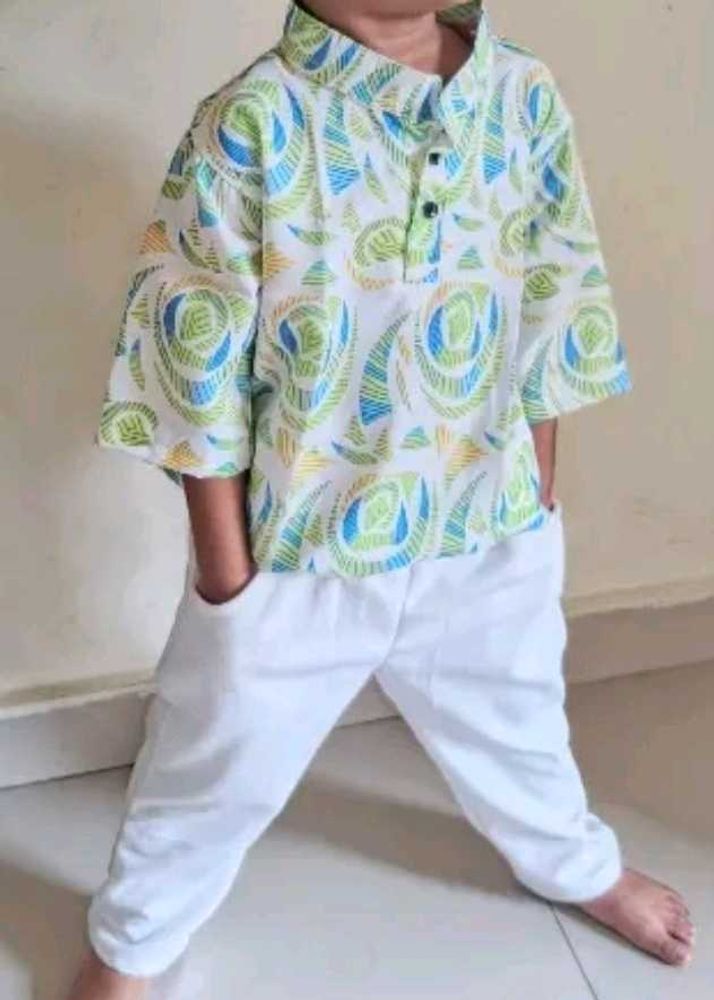 Cute Patterned Shirt &amp; Pants Set