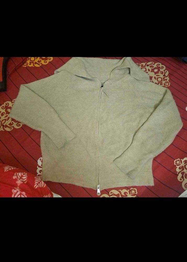 Zip-Up Knit Cardigan