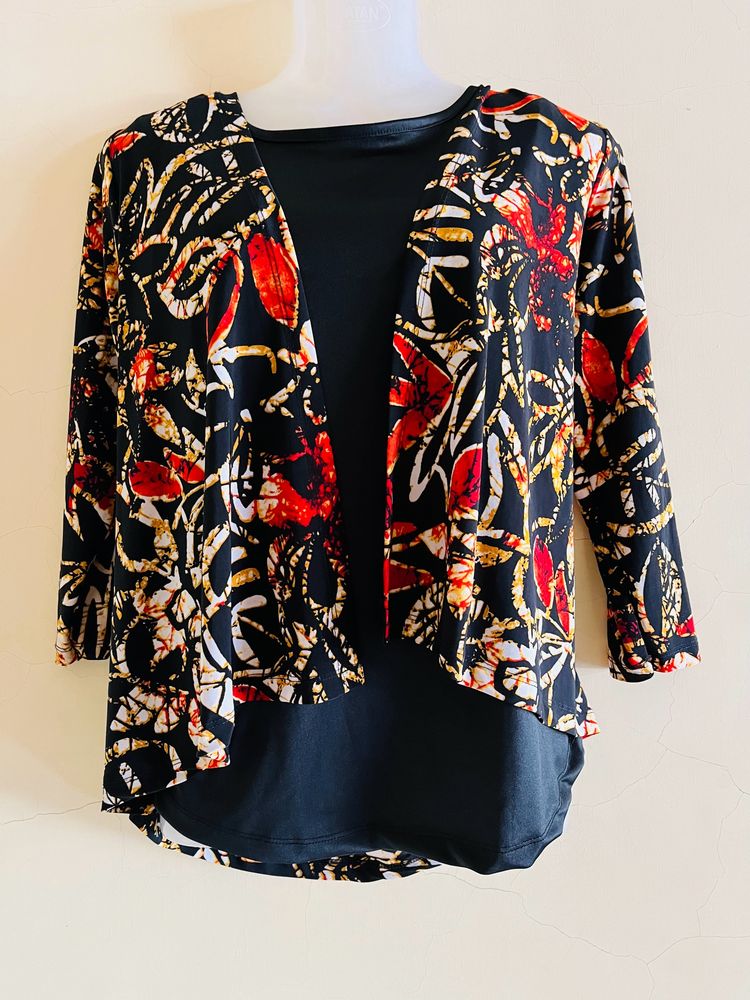 Designer Plus Size Top With Attach Jacket