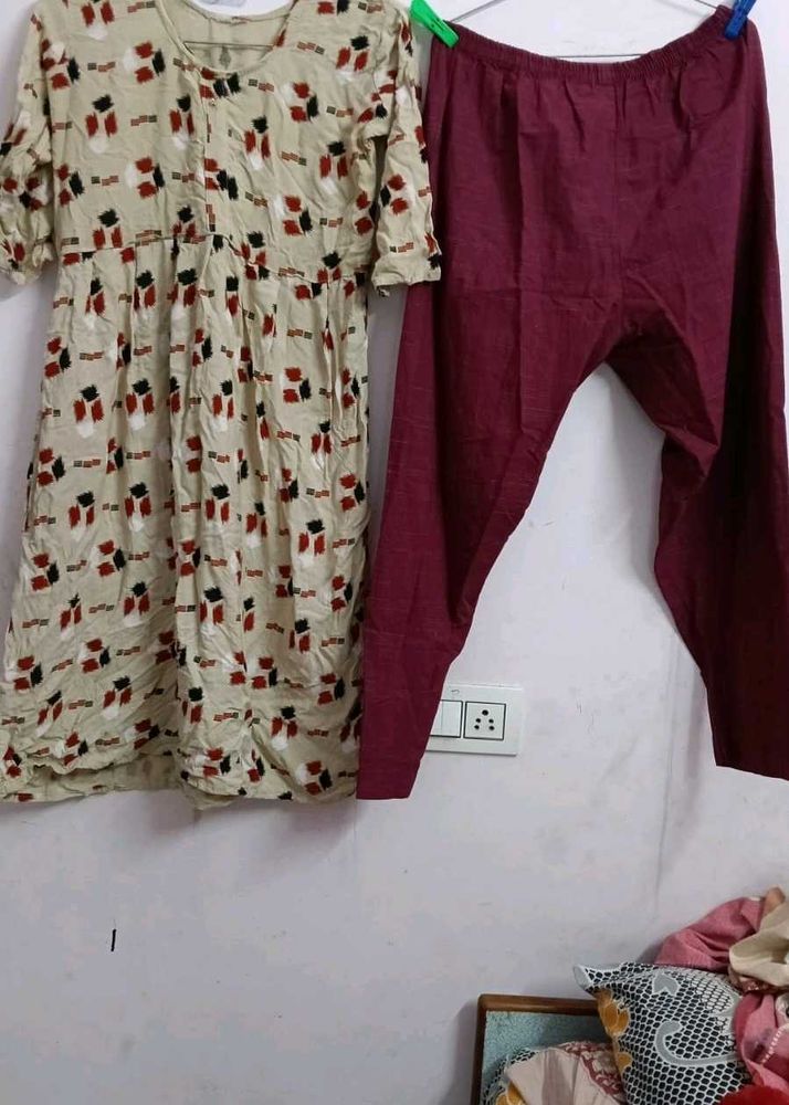 Printed Dress with Pants - Women&#39;s Set,Used