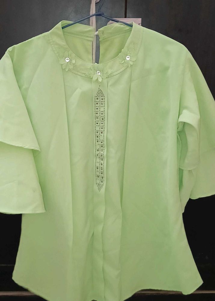 Light Green Embellished Top
