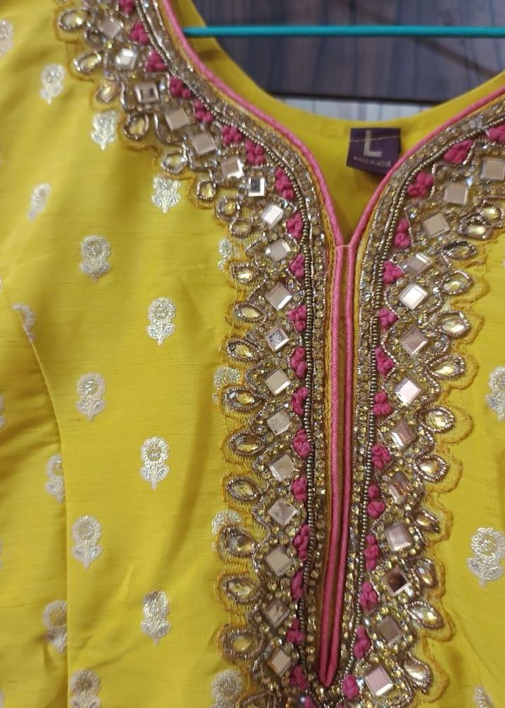 Yellow Embellished Kurta/Kurti