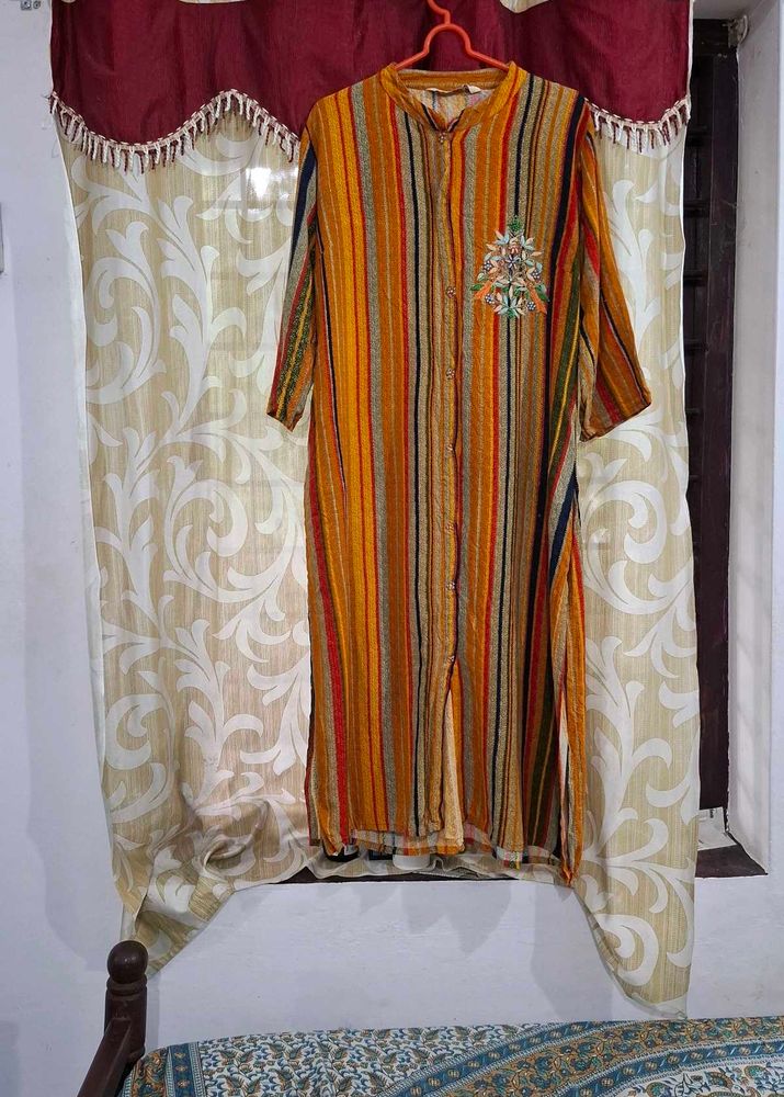 Multicoloured Striped Cotton Kurta
