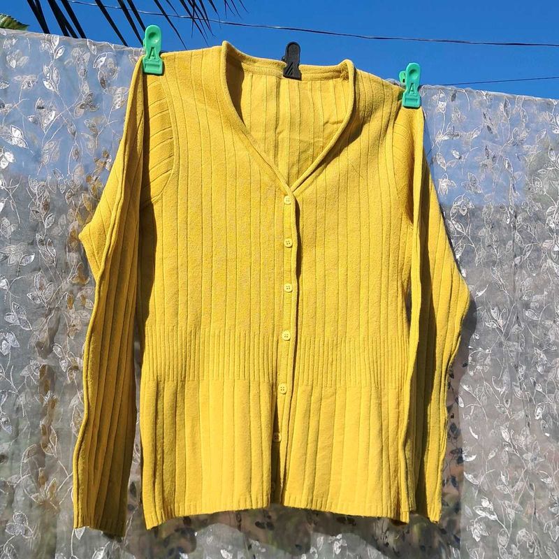 Yellow Button-Down Cardigan