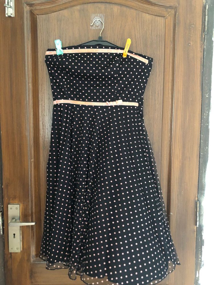 Polka Dot Strapless Dress
