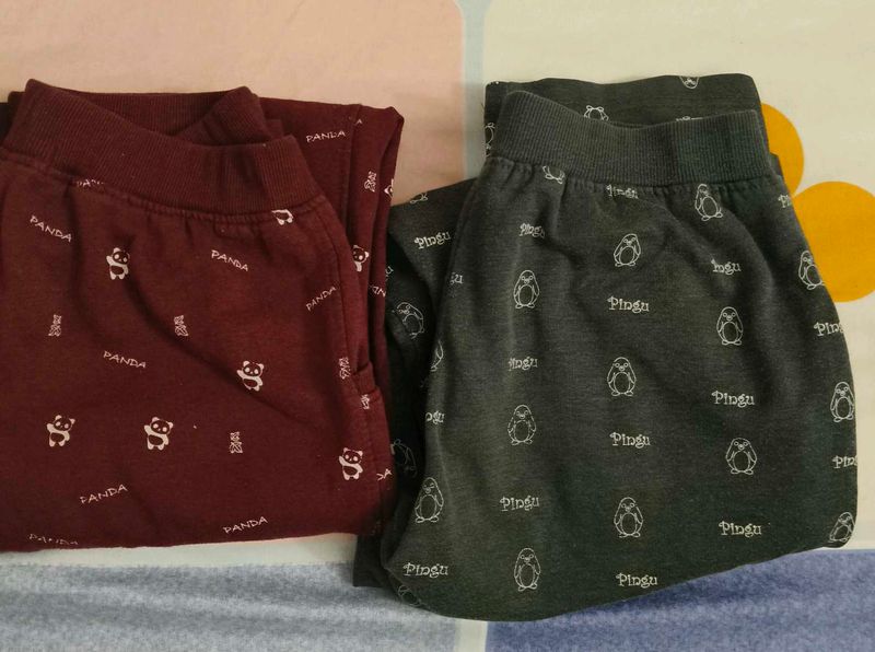 Combo Of Cute Character Wool Print Pants For Girls