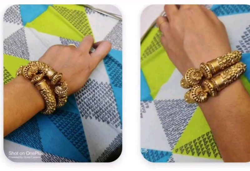 Rajwada 1gm Micro Gold Plated Set Of 2 Bangles.