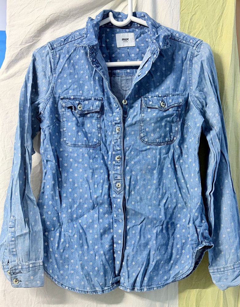 Polka Dot Denim Shirt