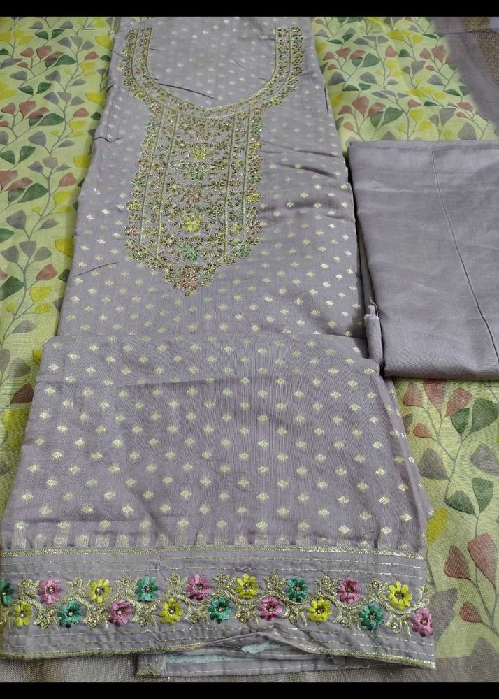 Embroidered suit with banarasi dupatta