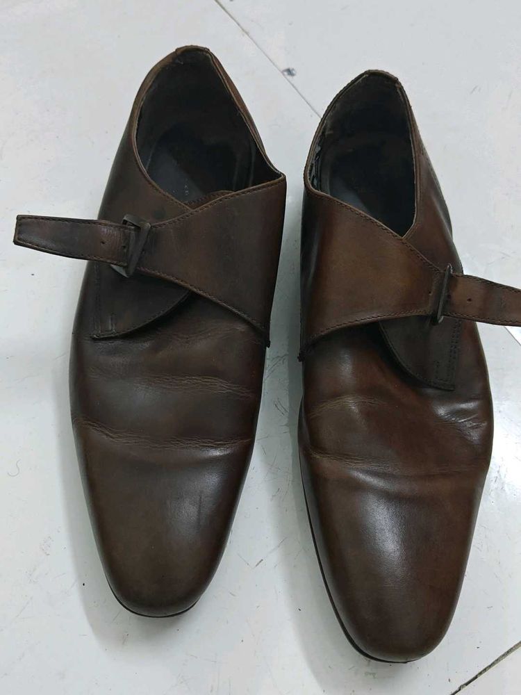 Red Tape Brown Leather Monk Strap Dress Shoes