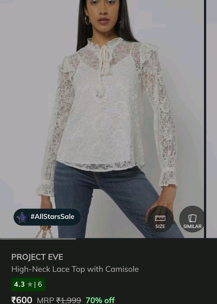 PROJECT EVE High-Neck Lace Top with Camisole