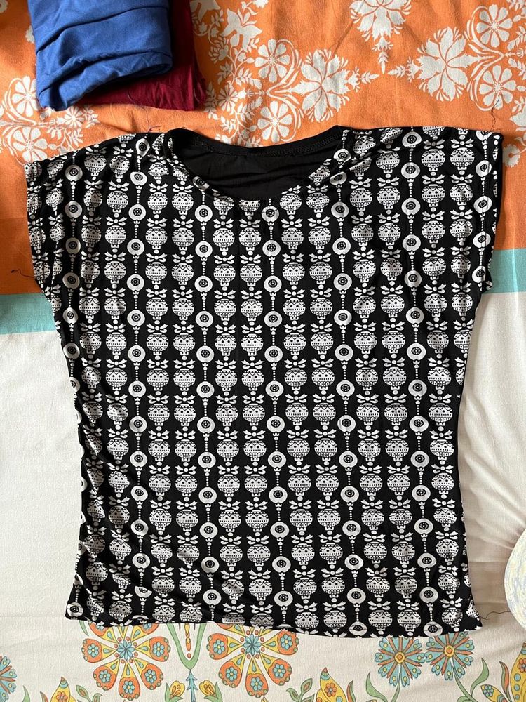 Patterned Black Top