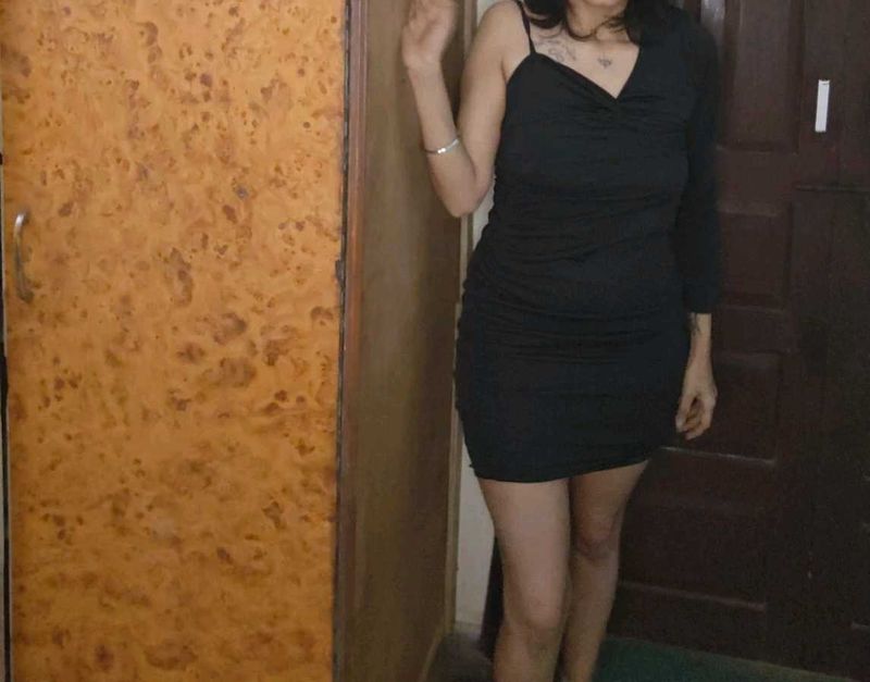 Black Mini Dress One Shoulder