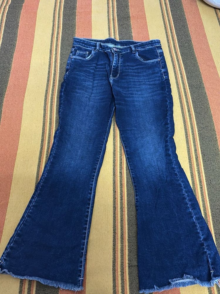 Flared Dark Wash Denim Jeans