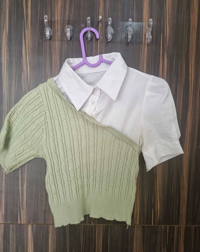 Sage Green Knit Layered Top