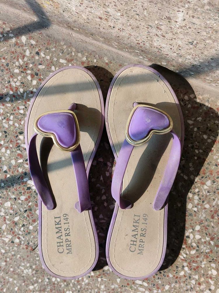 Cute Purple Heart Thong Sandals