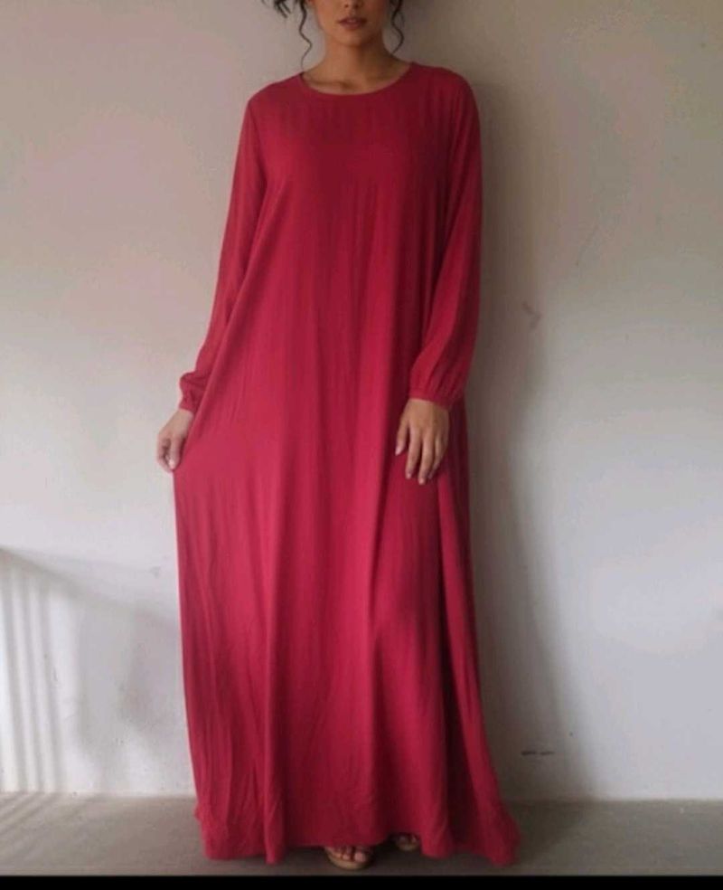 full sleeve maroon maxi dress ( bust 40-42)