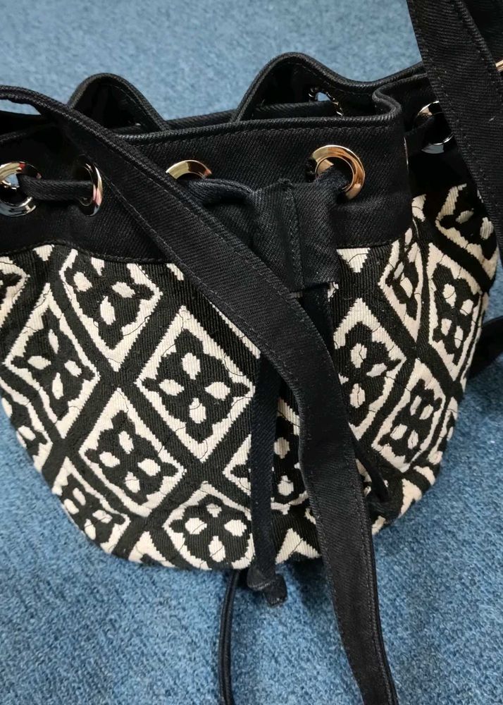 Black &amp; White Hobo Bag