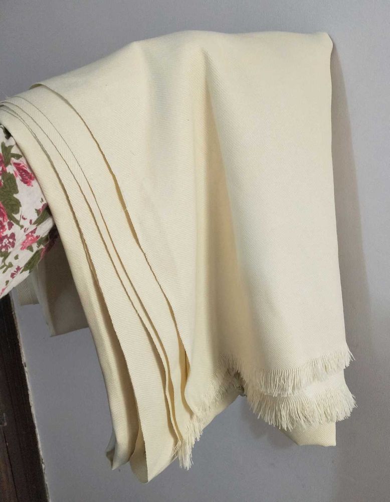 Cream Wool Blend Shawl