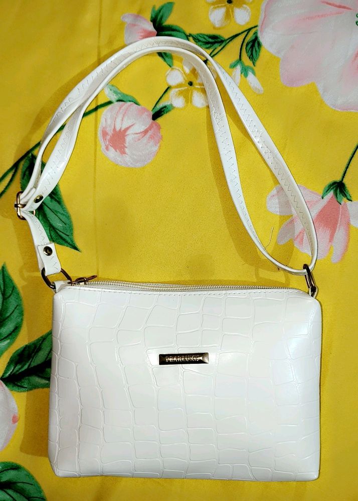 White Women Sling Bag. Regular Size