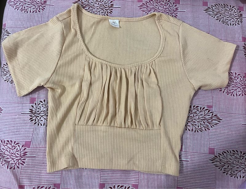 Cute Beige Crop Top