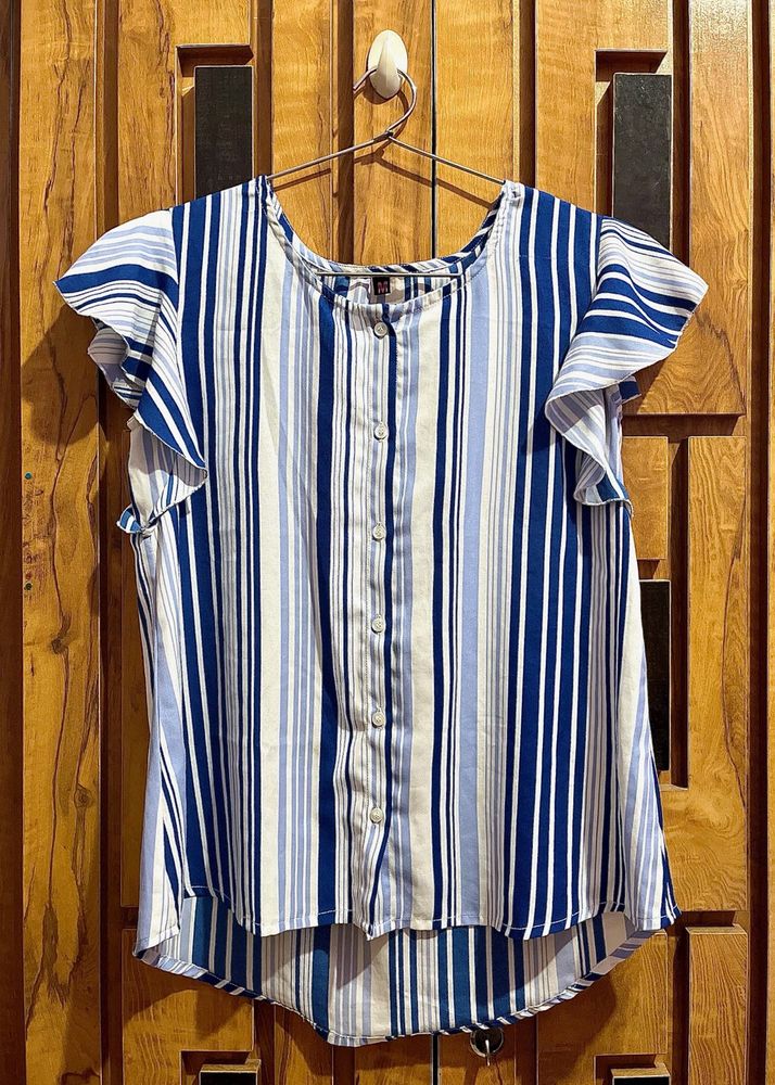 Striped Ruffle Sleeve Top