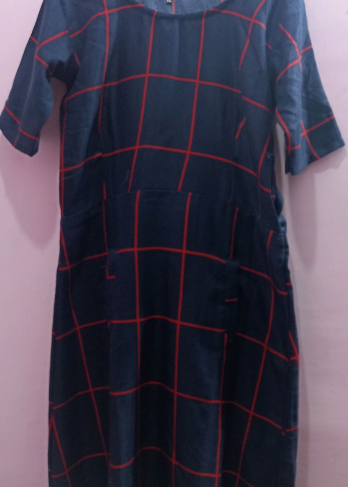 Dark Blue Check One- Piece