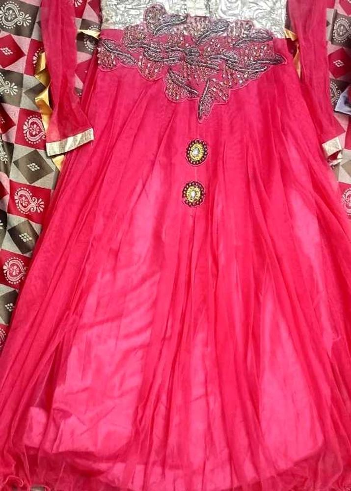 Pink Embroidered Anarkali Dress Length 50