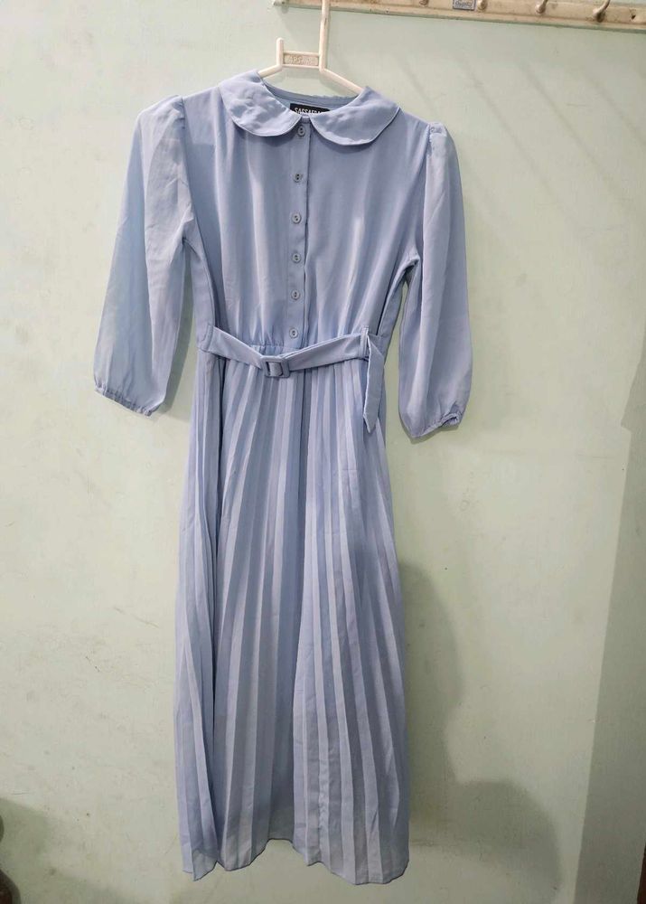Vintage-Style Blue Peter Pan Collar Dress